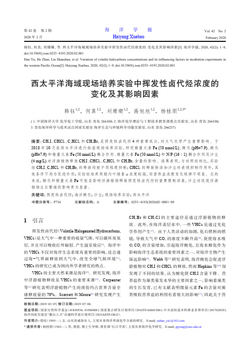 西太平洋海域现场培养实验中挥发性卤代烃浓度的变化及其影响因素