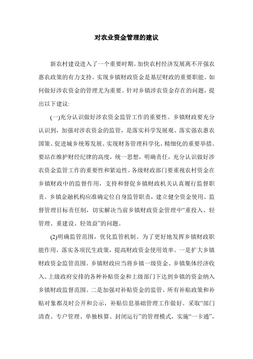 对农业资金管理的建议.doc