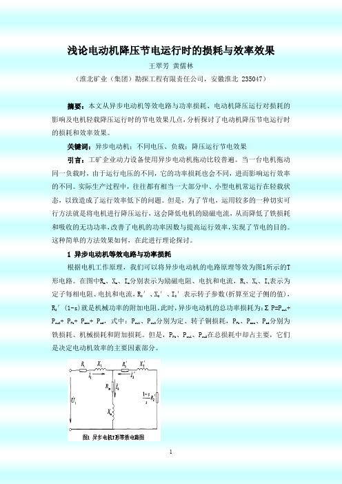 浅论电动机降压节电运行时的损耗与效率效果(王翠芳)