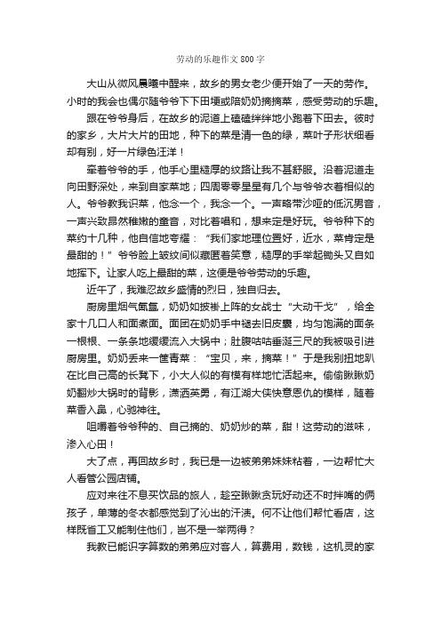 劳动的乐趣作文800字_小学五年级作文_