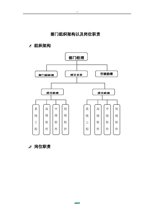 软件研发部门组织架构以及岗位职责