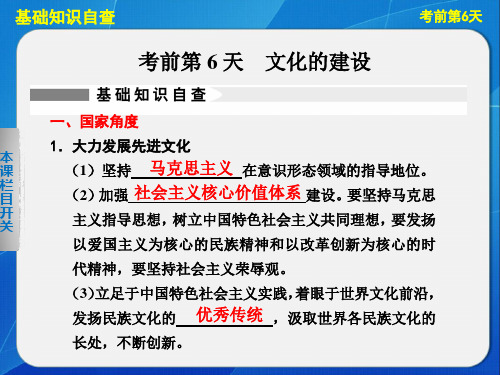 高考政治大二轮复习及增分策略 热点·题型·回扣 课件 考前第6天