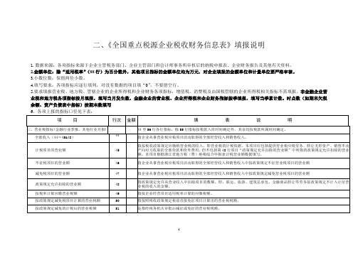 全国重点税源企业税收财务信息表填报说明