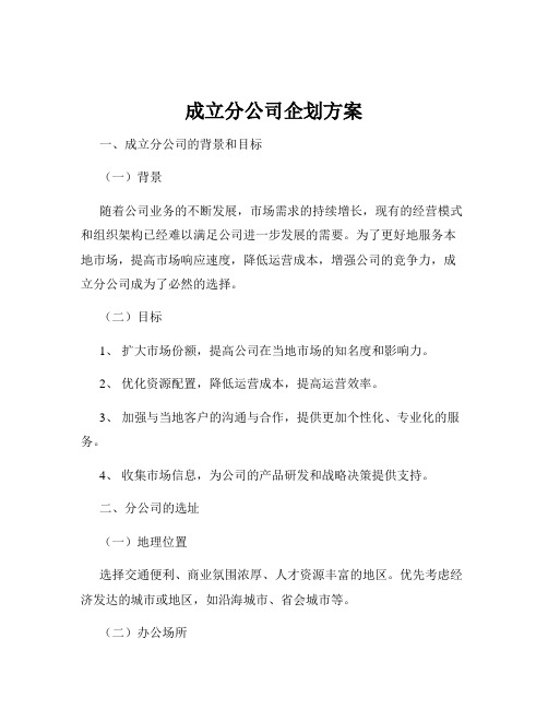 成立分公司企划方案