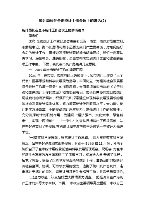 统计局长在全市统计工作会议上的讲话（2）