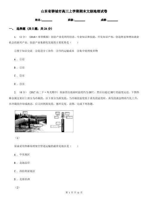 山东省聊城市高三上学期期末文综地理试卷