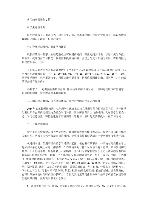2020年实用的寒假计划9篇【精品】