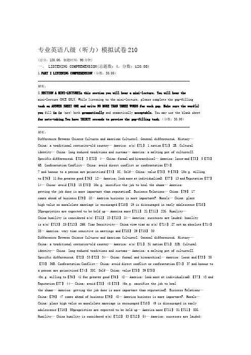 专业英语八级听力模拟试卷210