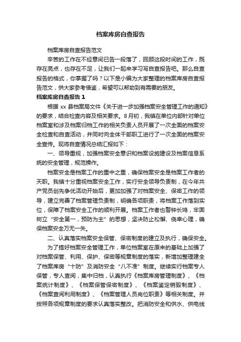 档案库房自查报告范文