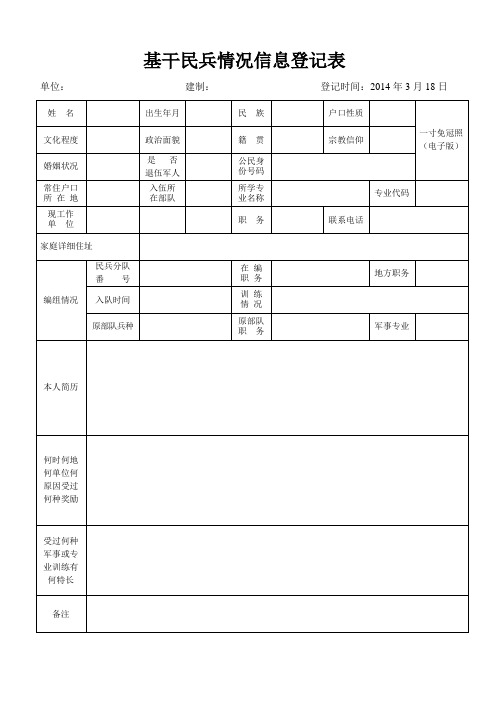 基干民兵情况信息登记表