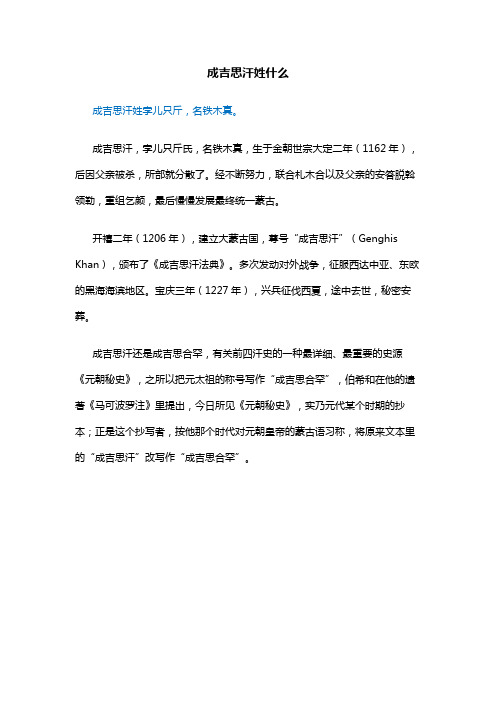 成吉思汗姓什么