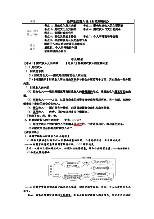 [高三政治]高考一轮复习人教版必修一第八课财政与税收学案 (1).doc