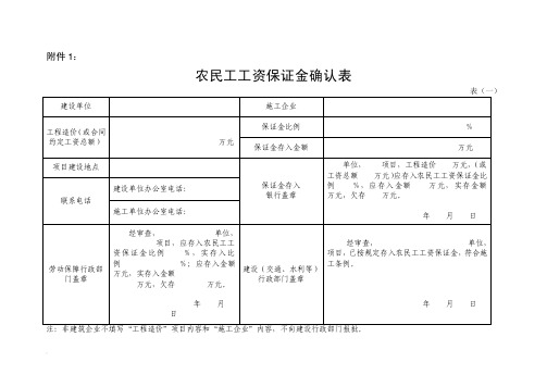 农民工工资保证金发放申请表