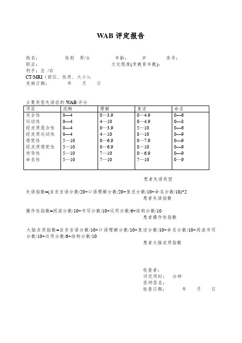 WAB报告单