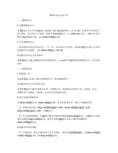 极限知识点总结大学