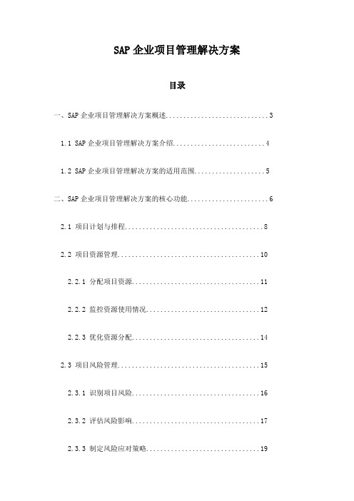 SAP企业项目管理解决方案