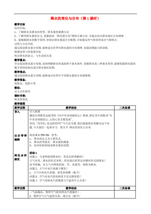 人教地理七上《降水的变化与分布》同课异构教案 (10)