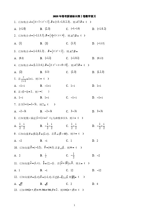 2025年高考新课标全国Ⅰ卷数学复习与答案