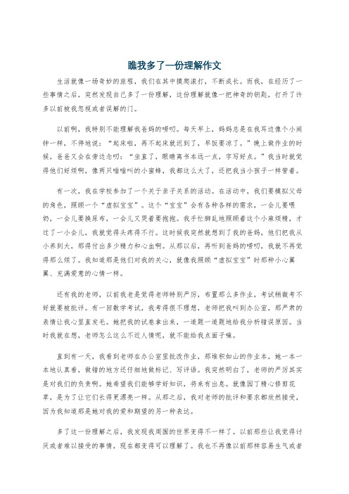 瞧我多了一份理解作文