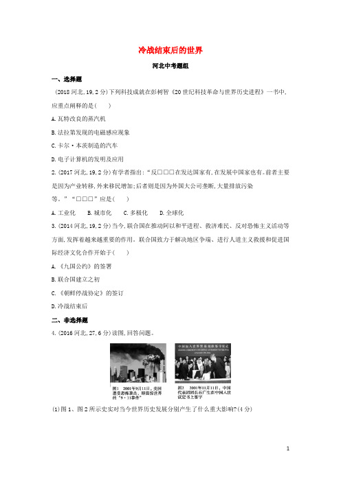 冲刺(必考试题)版中考历史总复习 主题二十二 冷战结束后的世界(河北中考题组)模拟试题