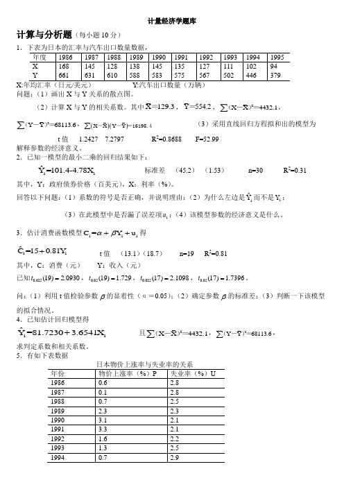 计量经济学题库(超完整版)及答案.详解