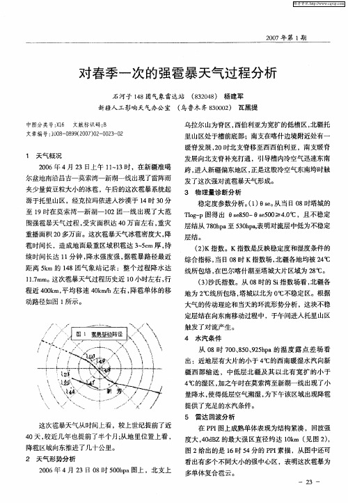 对春季一次的强雹暴天气过程分析