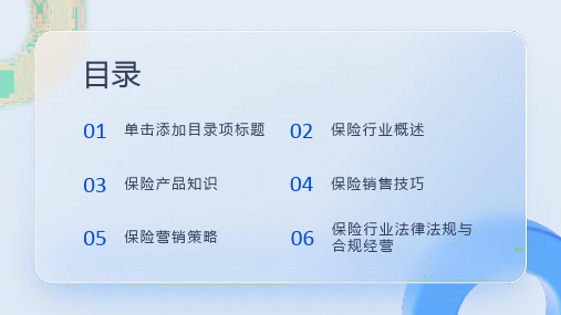 保险行业保险产品与销售技巧培训课件
