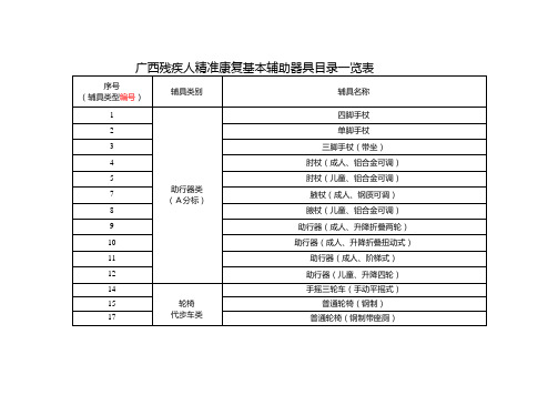 广西残疾人精准康复基本辅助器具目录一览表