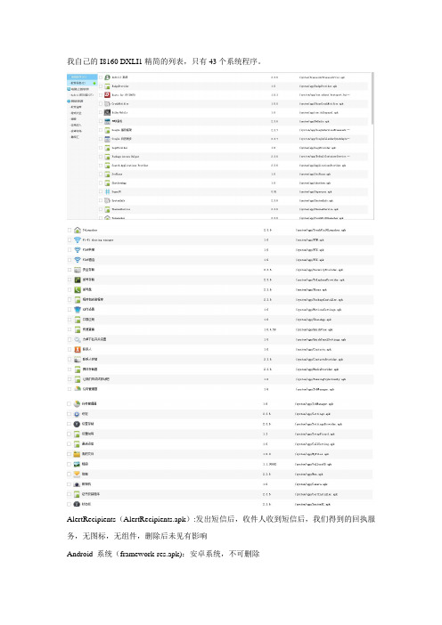 I8160精简系统程序列表,精简到只有40个