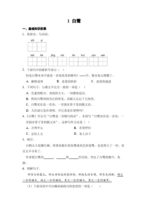 1 白鹭 同步练习(含答案)