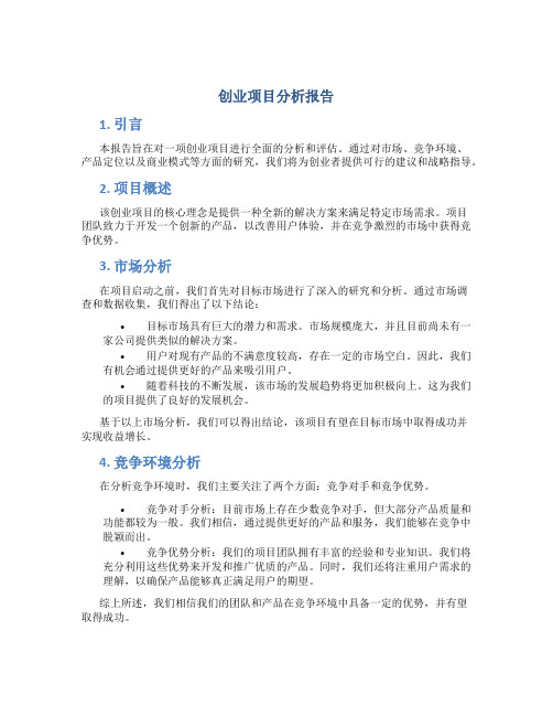 创业项目分析报告