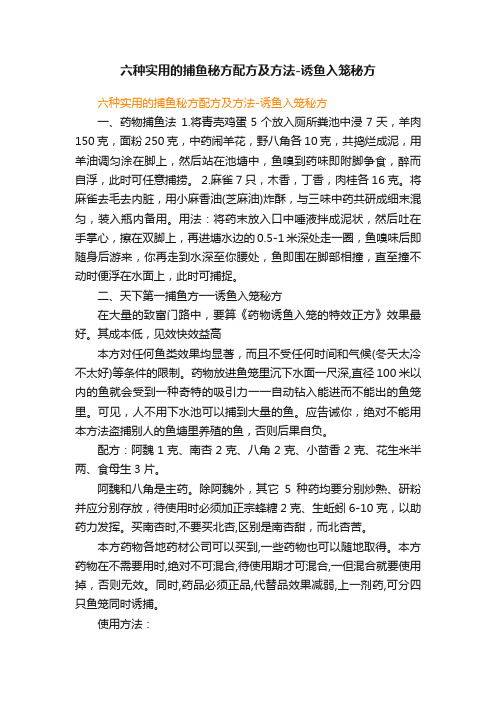 六种实用的捕鱼秘方配方及方法-诱鱼入笼秘方