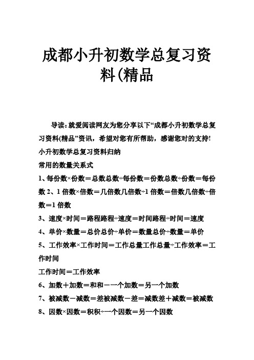 成都小升初数学总复习资料(精品