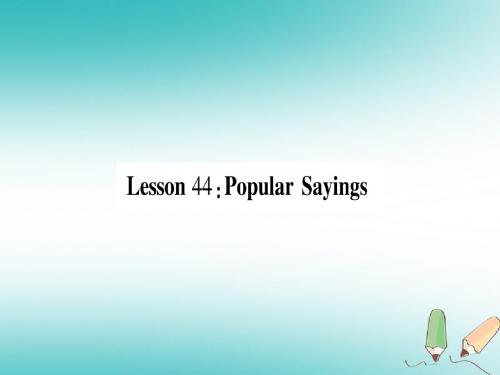2018九年级英语下Unit8CultureShapesUsLesson44PopularSayings作业新版冀教版完美版