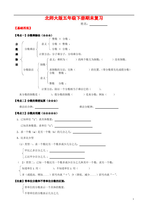 北师大版五年级下册期末复习(分数)