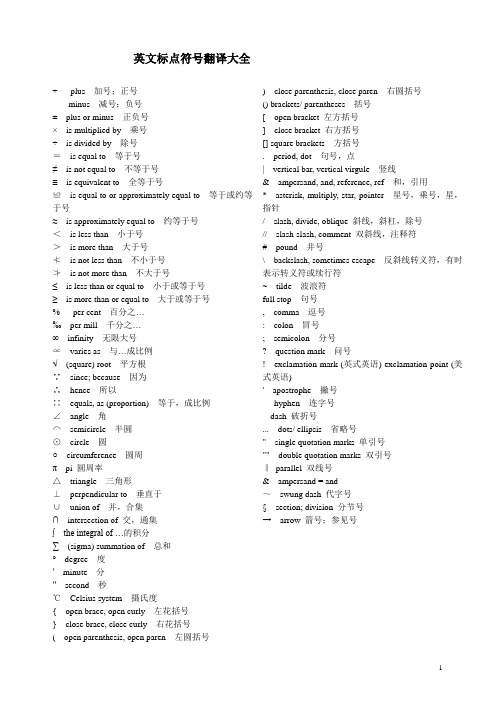 苦学英文之英文标点符号翻译大全