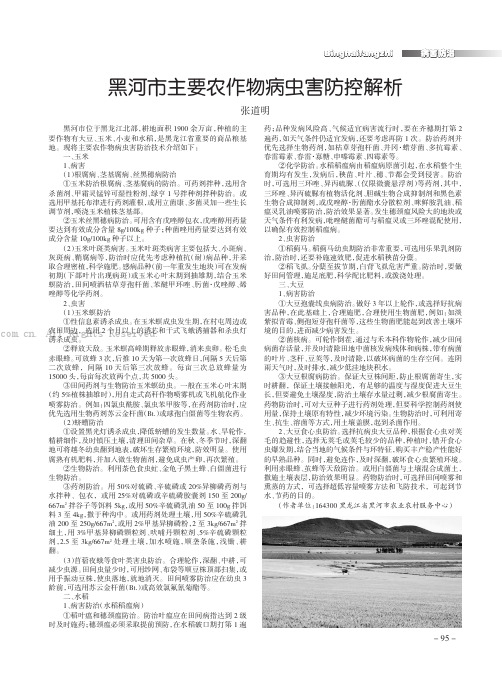 黑河市主要农作物病虫害防控解析