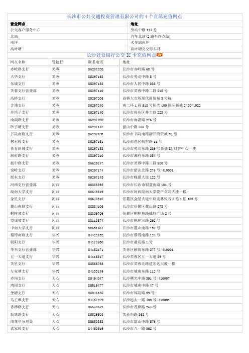 长沙市公共交通投资管理有限公司的4个直属充值网点