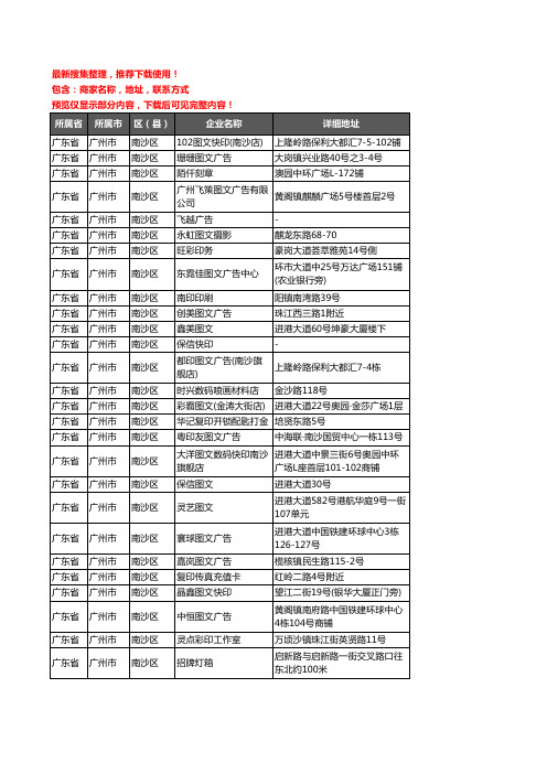 新版广东省广州市南沙区打印企业公司商家户名录单联系方式地址大全58家