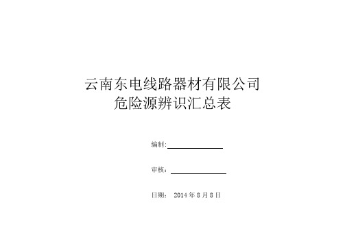 危险源辨识汇总表(铁塔车间)资料上课讲义