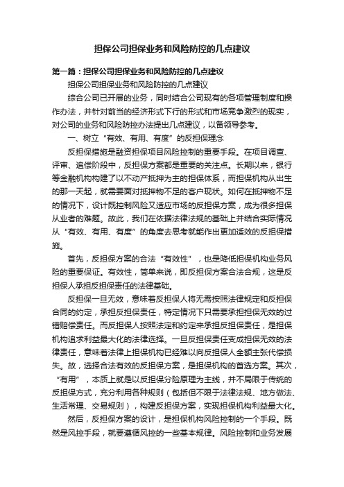 担保公司担保业务和风险防控的几点建议