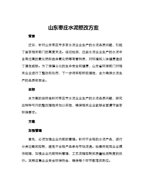 山东枣庄水泥整改方案