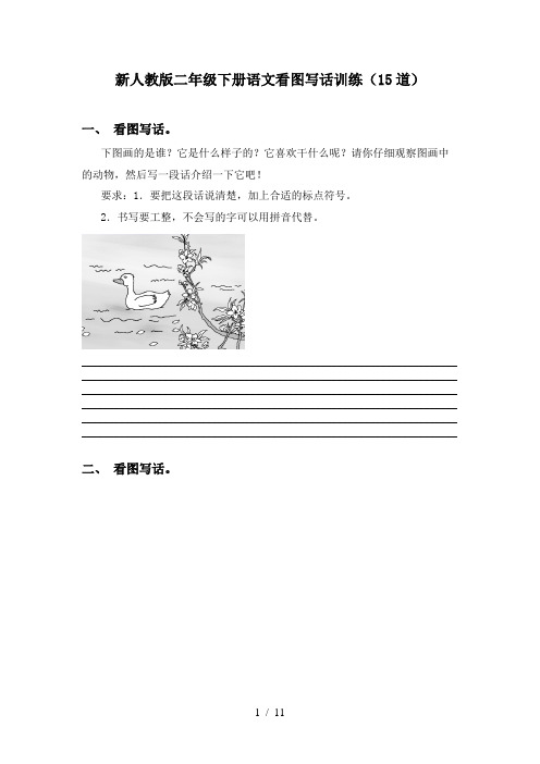 新人教版二年级下册语文看图写话训练(15道)