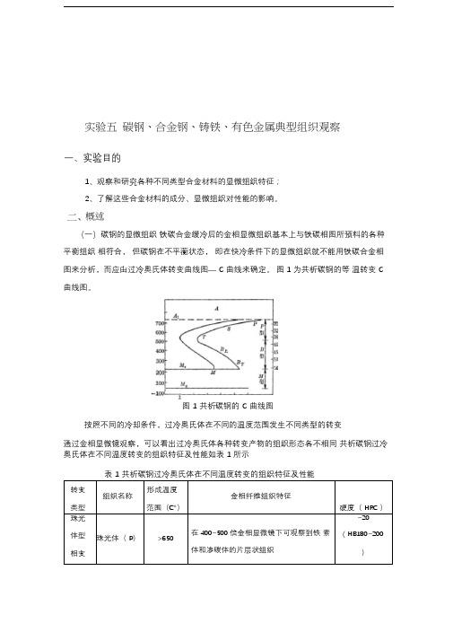 实验五(碳钢、合金钢、铸铁、有色典型组织观察)