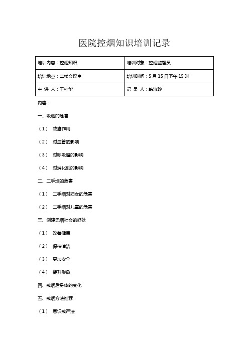 医院控烟知识培训记录 (1)