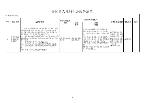 人社局中介服务清单