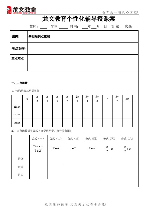 三角函数、数列基础知识点梳理