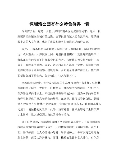 深圳湾公园有什么特色值得一看