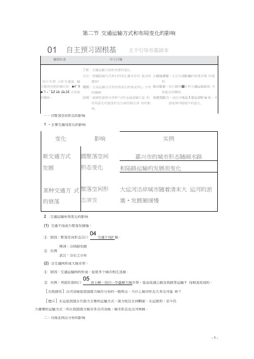 高中地理第五章交通运输布局及其影响第二节交通运输方式和布局变化的影响教学案新人教版必修2