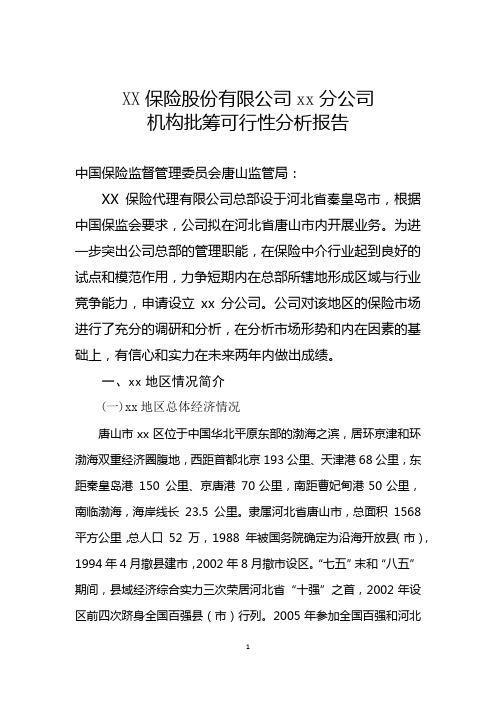 保险股份有限公司分公司可行性报告